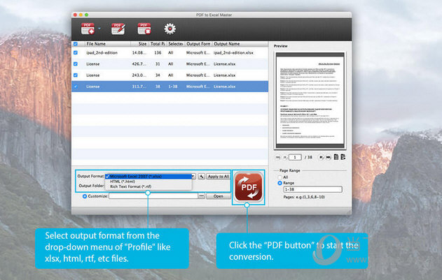 PDF to XLSX Master MAC版