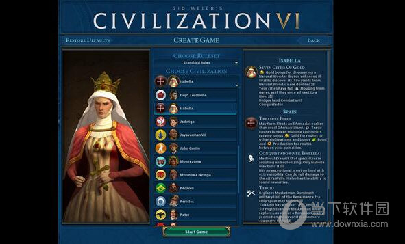 文明6五代领袖西班牙伊莎贝拉modv10绿色免费版