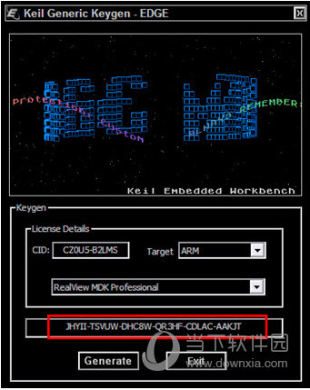 打开KEIL_Lic.exe“target”选择arm