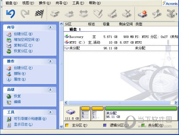 多出了96.11GB的未分配空间