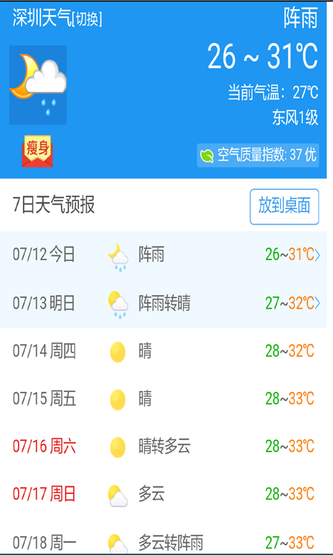 天天气预报 v2.0 安卓版