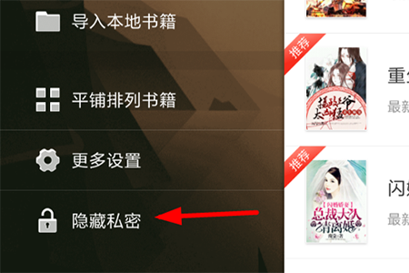 功能列表中选择“隐藏私密”这项功能