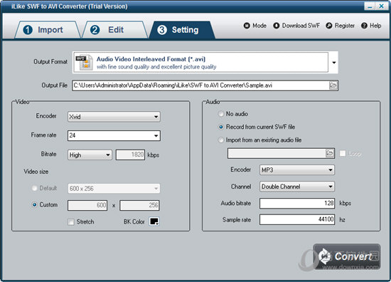 iLike SWF to AVI Converter