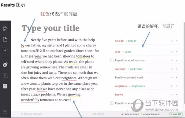grammarly就会分析并统计文章