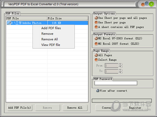 VeryPDF PDF to Excel Converter