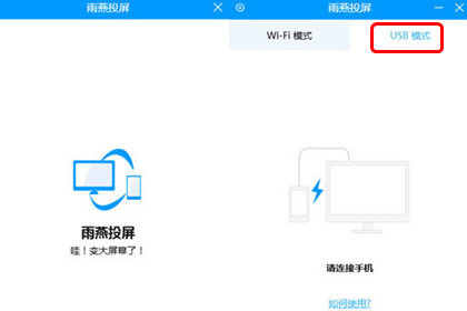 雨燕投屏选择USB模式
