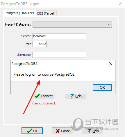 就提示 Please log on to source DB2