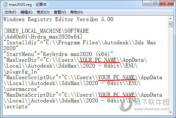 YOUR PC NAME修改成你自己电脑的用户名