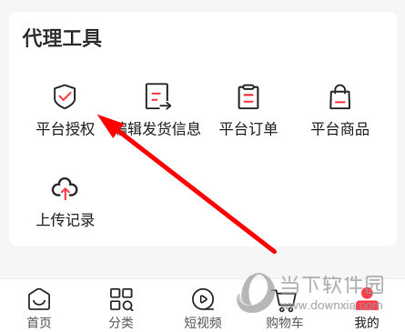 “代理工具”一栏选择“平台授权”