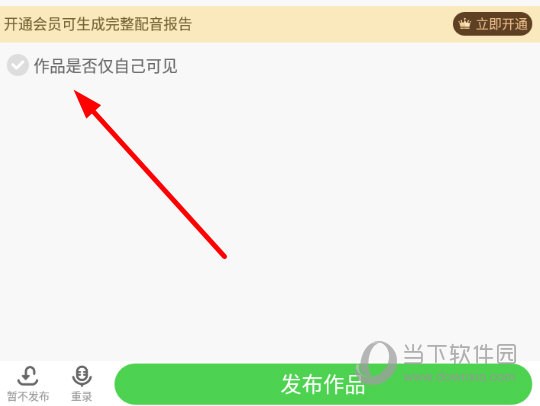 勾选“作品是否仅自己可见”选项