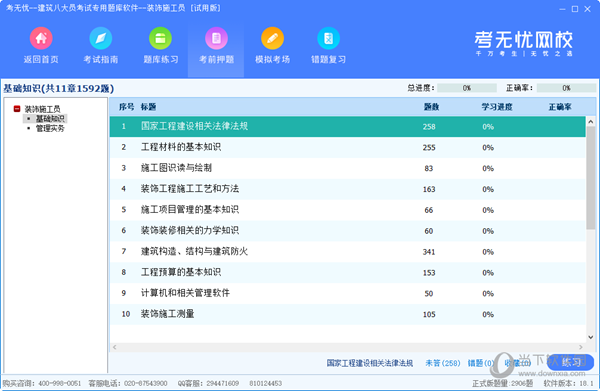 考无忧装饰施工员题库软件