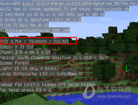 我的世界1.12.2看坐标